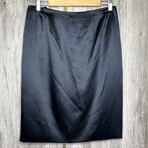 Geoffrey Beene Vintage Satin Skirt Black Color Lined Made in USA Size 8